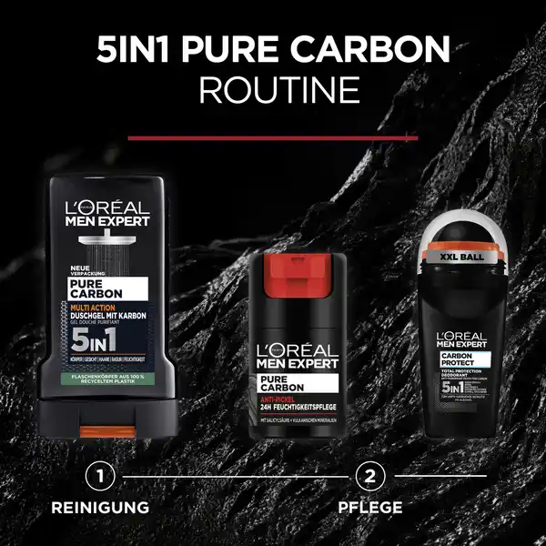 Bild 4 von L’Oréal Paris men expert Duschgel & Shampoo Pure Carbon mit Karbon 5in1, 250 ml
