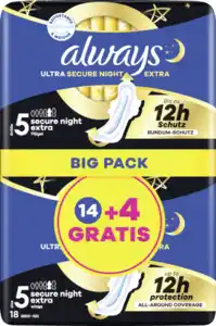 Always Ultra Secure Night Extra Binden mit Flügeln Gr. 5 BigPack