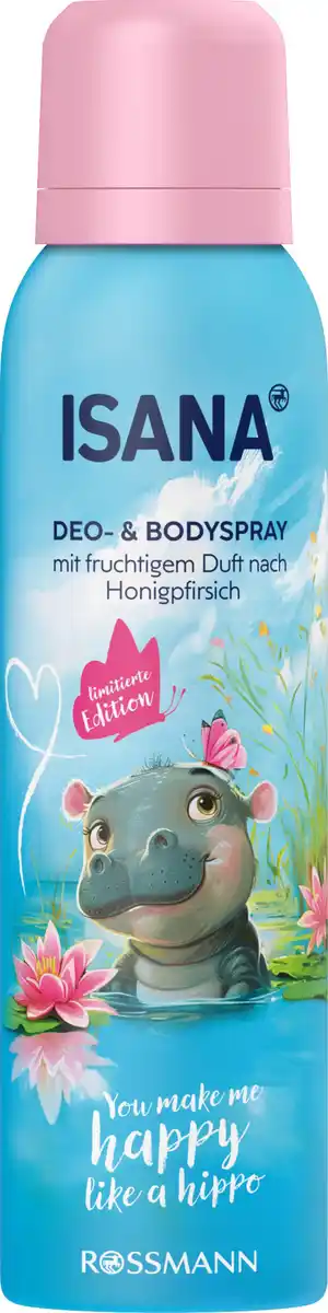 Bild 1 von ISANA Deo- & Bodyspray You make me happy like a hippo, 150 ml