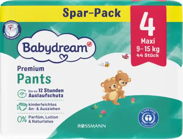 Bild 1 von Babydream Premium Pants Gr. 4 Maxi Jumbo, 44 Stück, 9-15 Kg