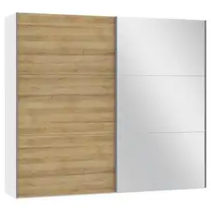 Jutzler Schwebetürenschrank, Weiß, Eiche, Holzwerkstoff, 3 Fächer, 252x220x65 cm, Typenauswahl, Beimöbel erhältlich, umfangreiches Zubehör in verschiedenen Holzarten Größen Holzdekoren indivi
