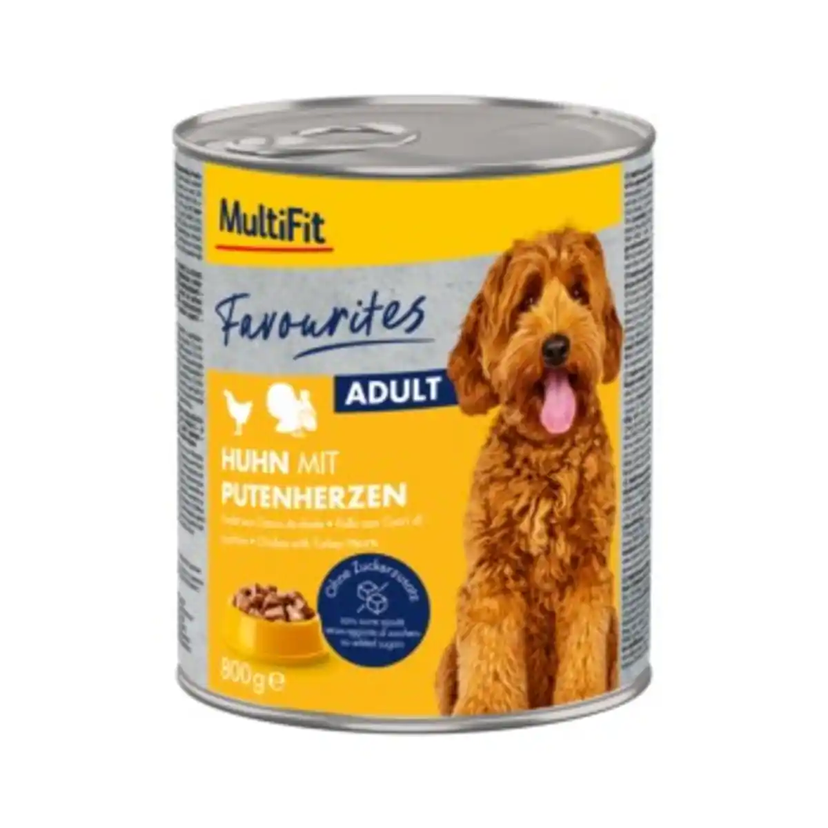 Bild 1 von MultiFit Favourites Nassfutter Hund Adult, Huhn mit Putenherzen 6x800 g