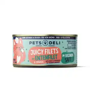 Pets Deli Nassfutter Katze Adult Juicy Filets mit Ente und Spargel 12x70 g