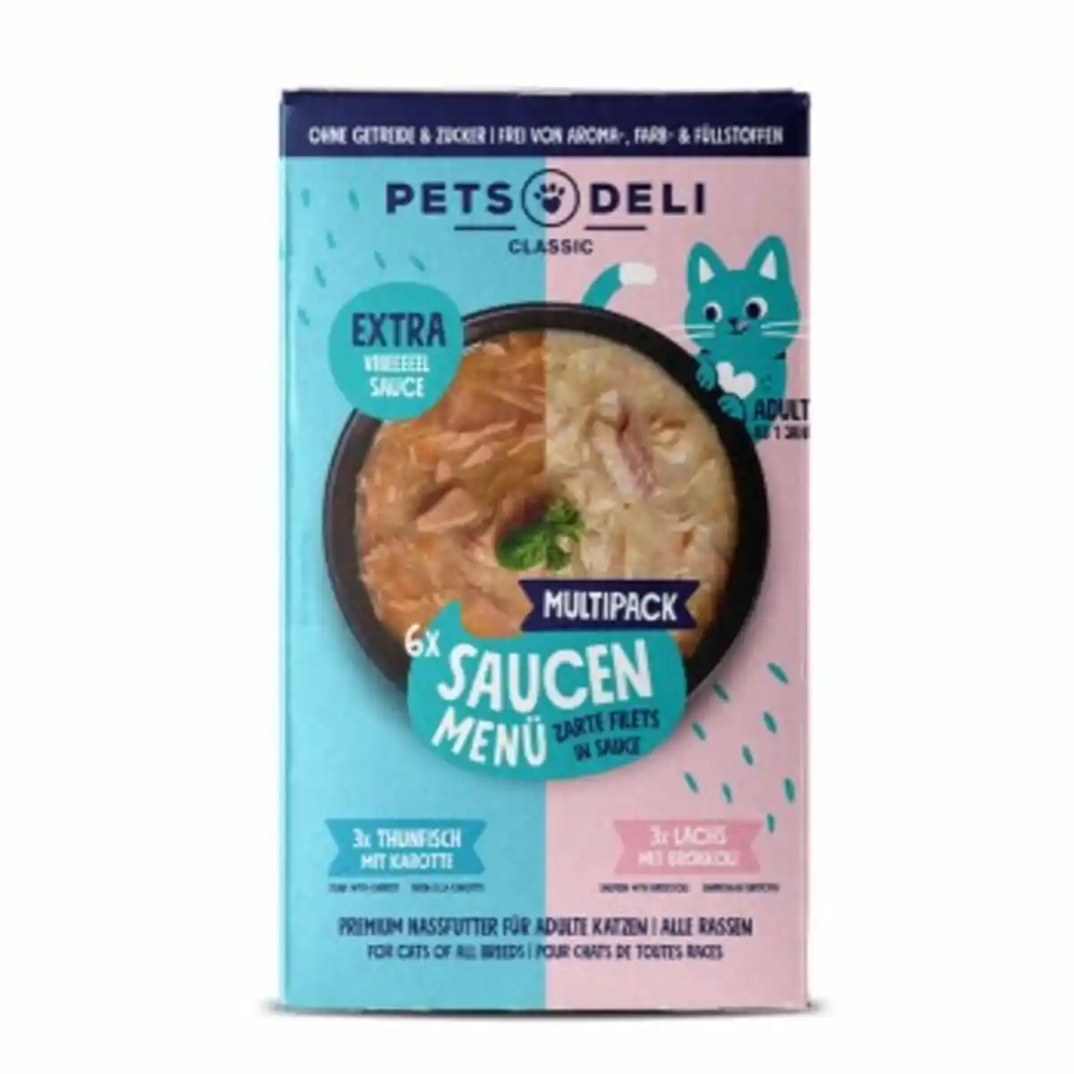 Bild 1 von Pets Deli Nassfutter Katze Adult Saucen Menü Multipack Lachs, Thunfisch 6x70g