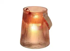 Glaswindlicht mit Lederhenkel