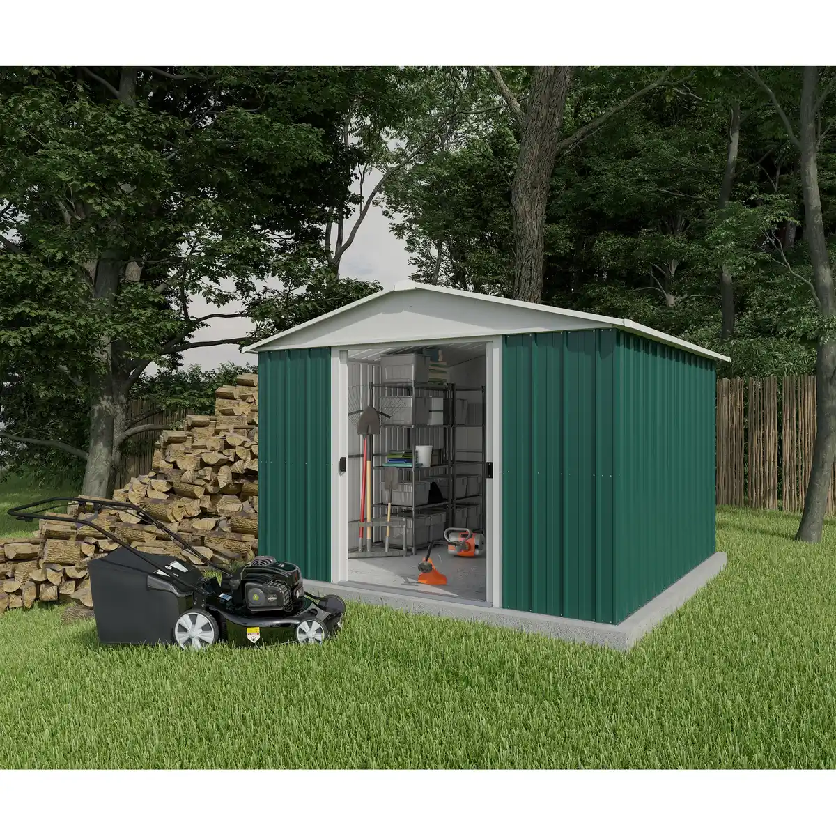 Bild 1 von Yardmaster Metallgerätehaus 'Bayern 1010GEYZ' grün 303 x 298 x 202 cm, mit Bodenrahmen