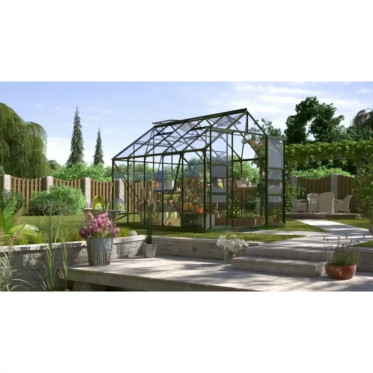Bild 1 von Vitavia Gewächshaus 'Jupiter 8300' 254,4 x 316,6 cm mit 3 mm Sicherheitsglas smaragdfarben