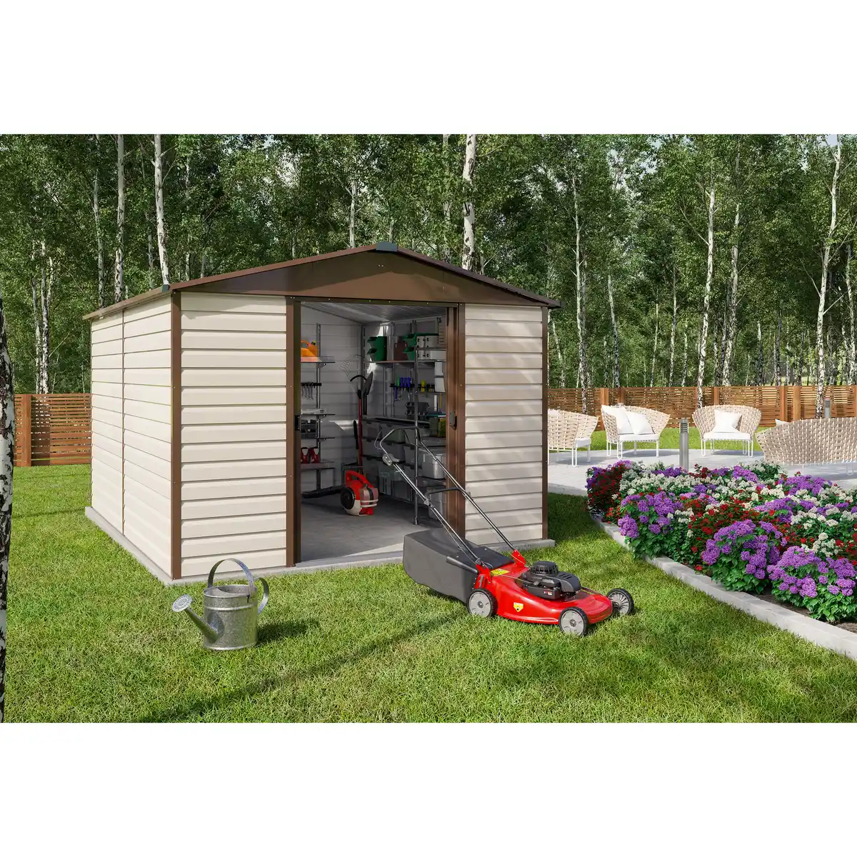 Bild 1 von Yardmaster Metallgerätehaus 'Brandenburg 1012TBSL' taupe 303 x 376 x 224 cm