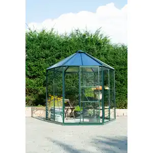 Vitavia Gewächshaus 'Hera 4500' 221 x 253 cm mit 3 mm Sicherheitsglas/6 mm Hohlkammerplatten smaragdfarben