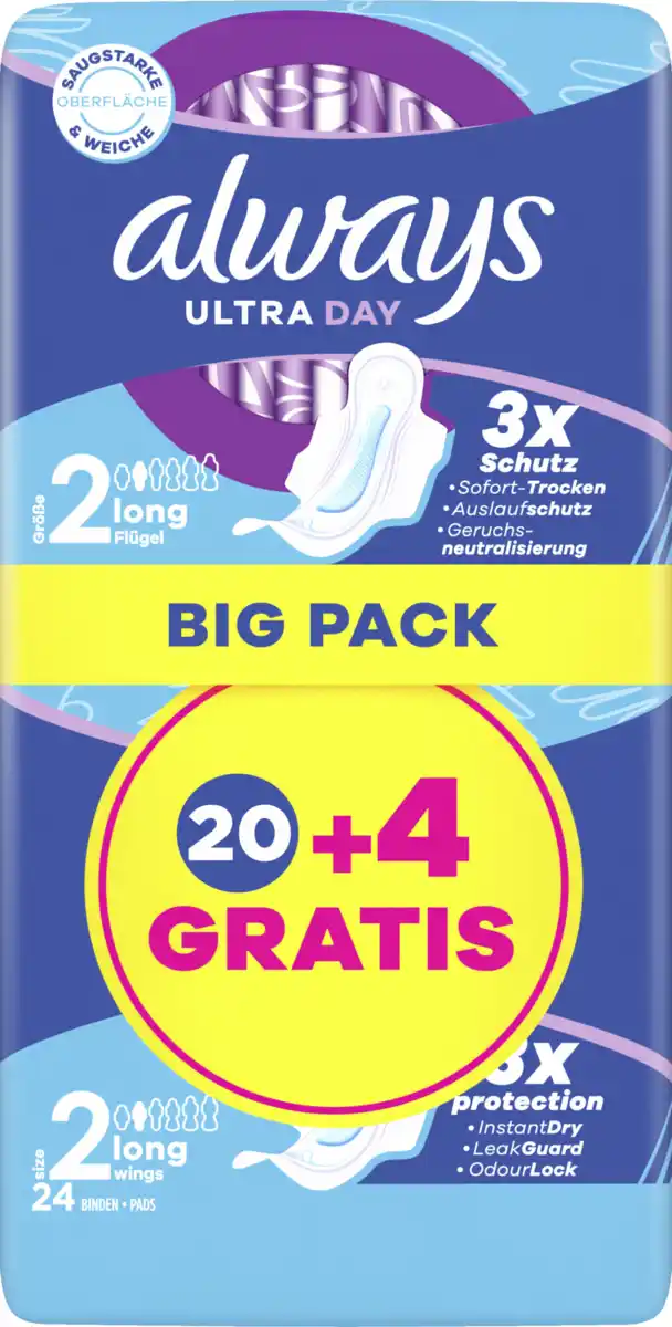 Bild 1 von Always Ultra Day Binden Long mit Flügeln Gr. 2 BigPack