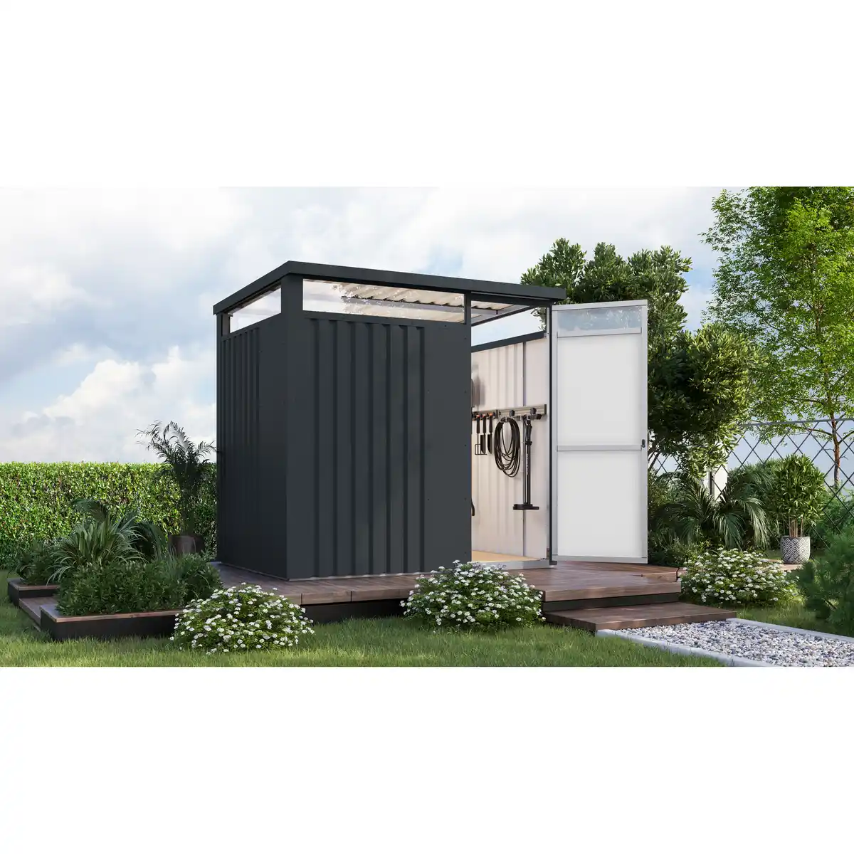 Bild 1 von Karibu Metallgerätehaus 'Polaris 1,5' anthrazit 226 x 218 x 166 cm