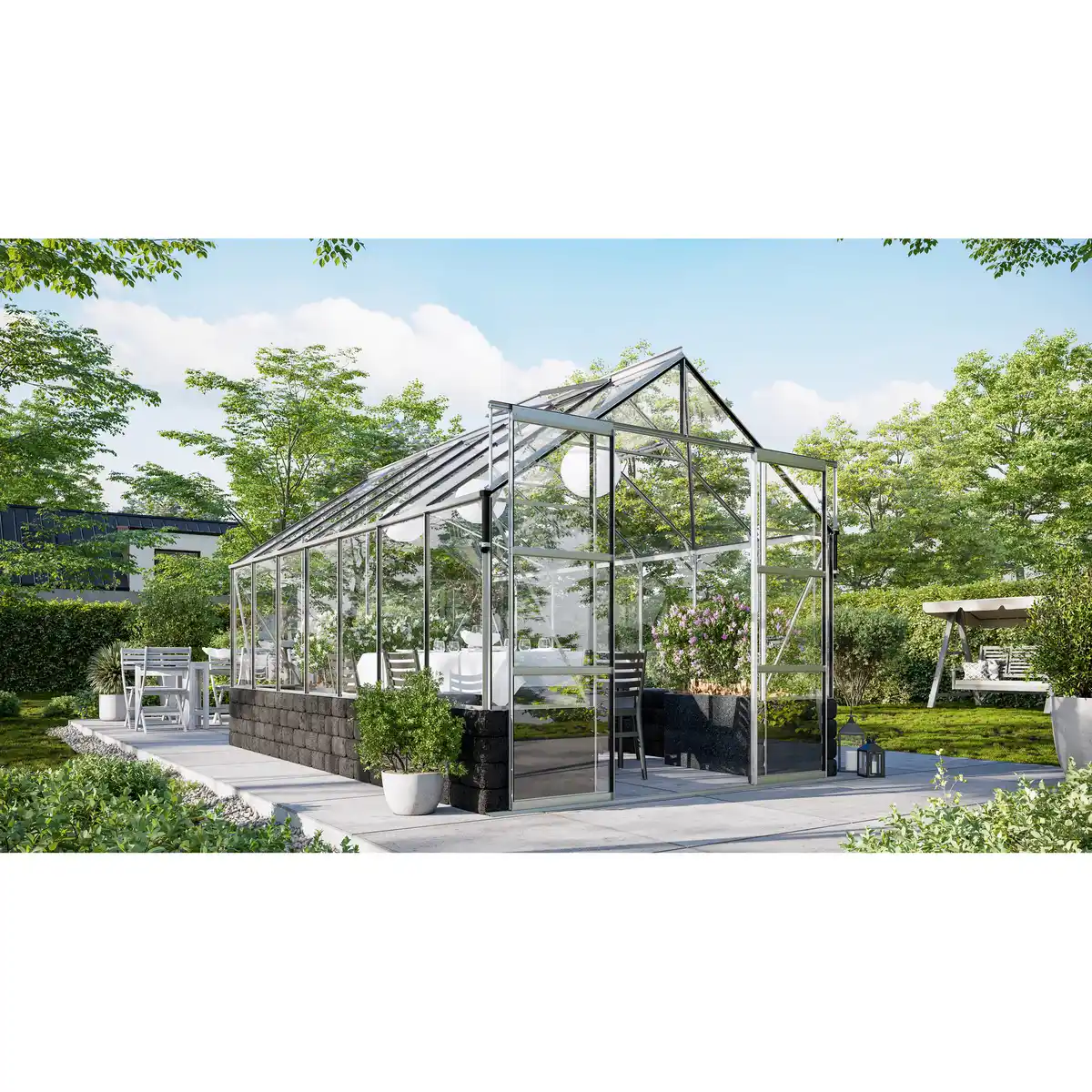 Bild 1 von Vitavia Gewächshaus 'Cassandra 11500' 257 x 448 x 248,9 cm Sockel Basalt