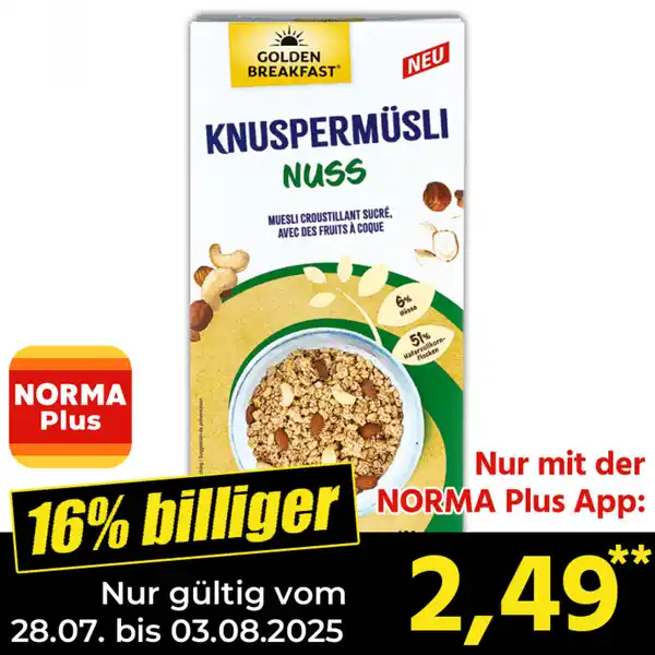 Bild 1 von Golden Breakfast Knuspermüsli Nuss