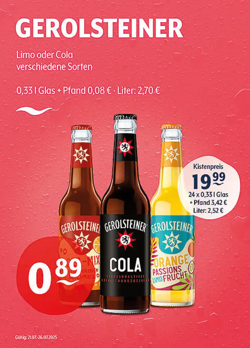 Bild 1 von GEROLSTEINER Limo oder Cola verschiedene Sorten