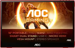 16G3 40 cm (16") mobiler Gaming Monitor schwarz/rot / E