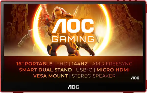 Bild 1 von 16G3 40 cm (16") mobiler Gaming Monitor schwarz/rot / E