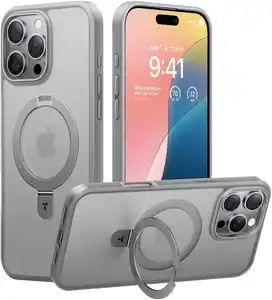 Ostand Case für iPhone 16 Pro titanium grau