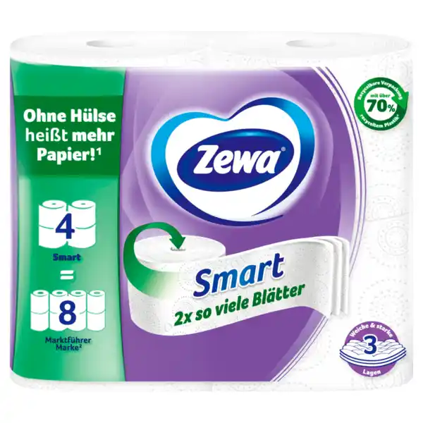 Bild 1 von Zewa Smart Toilettenpapier ohne Hülse 4x300 Blatt
