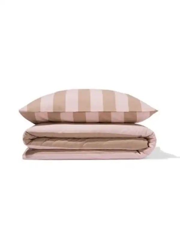 Bild 3 von Bettbezug 140 x 200/220 cm weiche Baumwolle gestreift rosa
