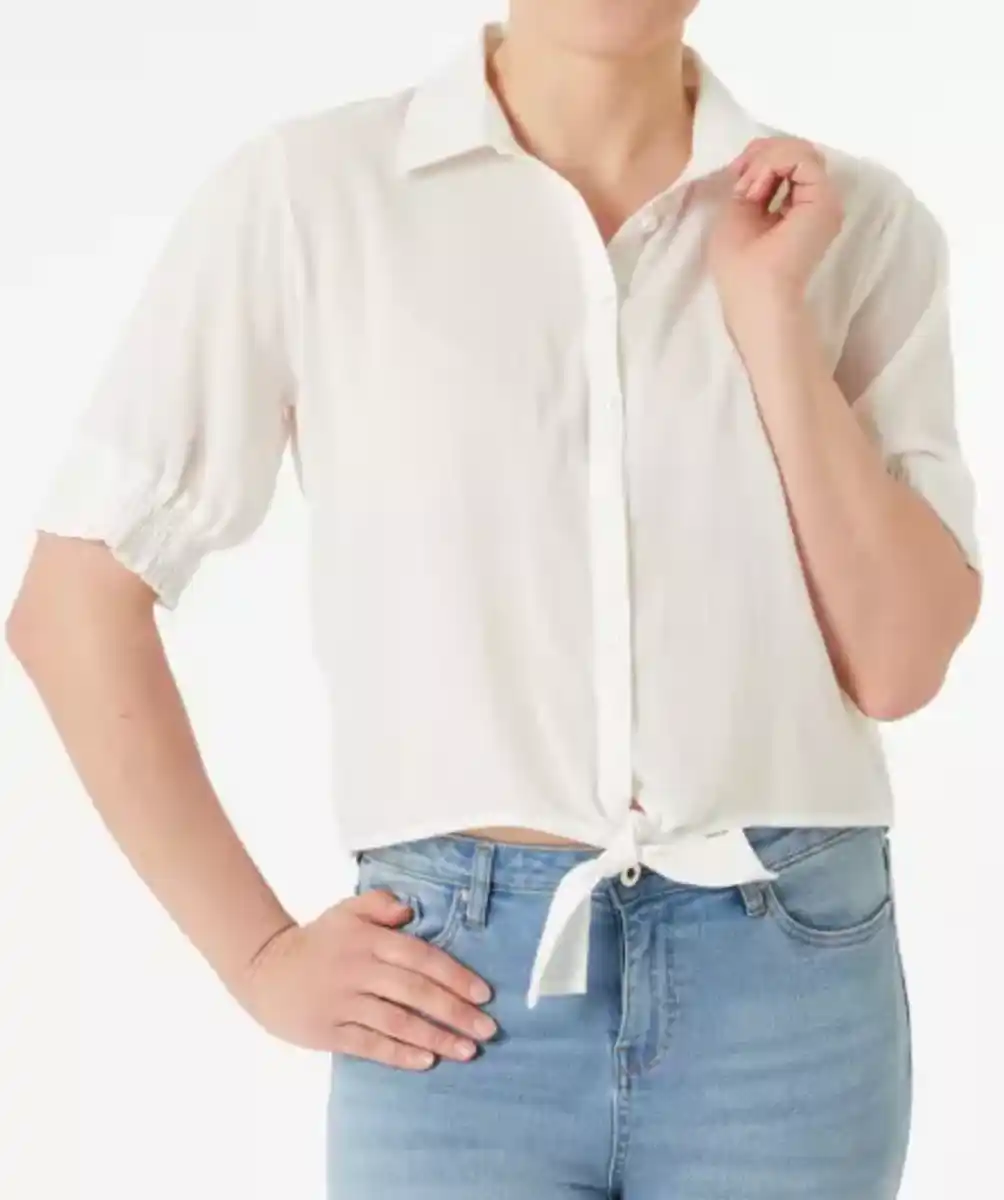 Bild 1 von Bluse in Crinkle-Optik, weiß