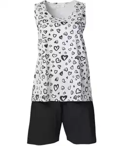 Pyjama Herzen, grau melange
