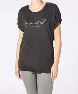 T-Shirt mit Tunnelzug, schwarz