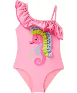 Badeanzug Seepferdchen, neon pink