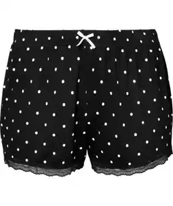 Gepunktete Pyjamahose, schwarz