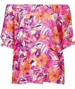 Florale Bluse, pink bedruckt