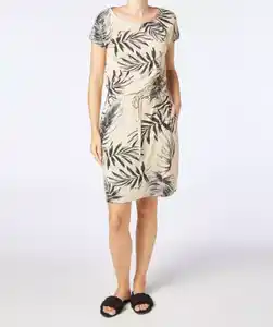 Kleid mit Tunnelzug, natur bedruckt