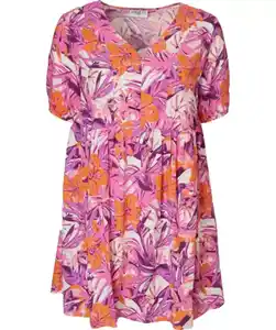 Kleid aus Viskose, pink bedruckt