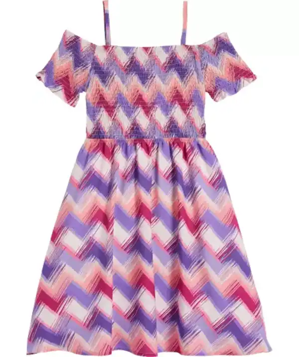 Bild 1 von Kleid mit Carmen-Ausschnitt, hellrosa bedruckt