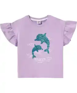 T-Shirt mit Wendepailletten, lila