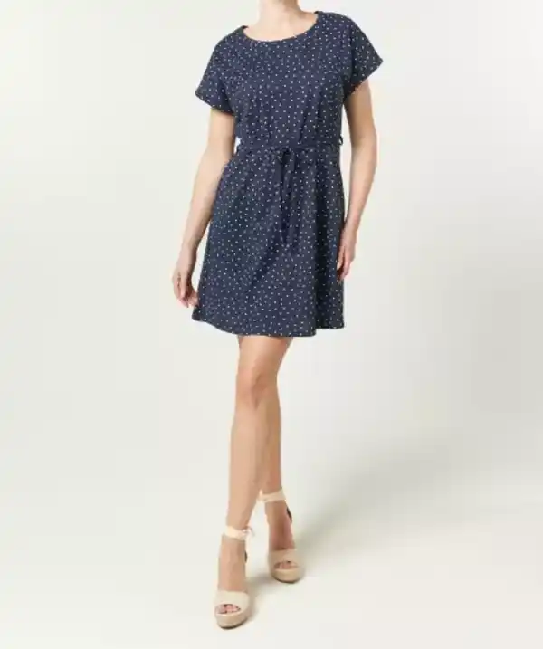 Bild 1 von Kleid mit Bindegürtel, dunkelblau/weiß
