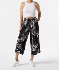 Culotte mit Palmenblättern, schwarz/weiß