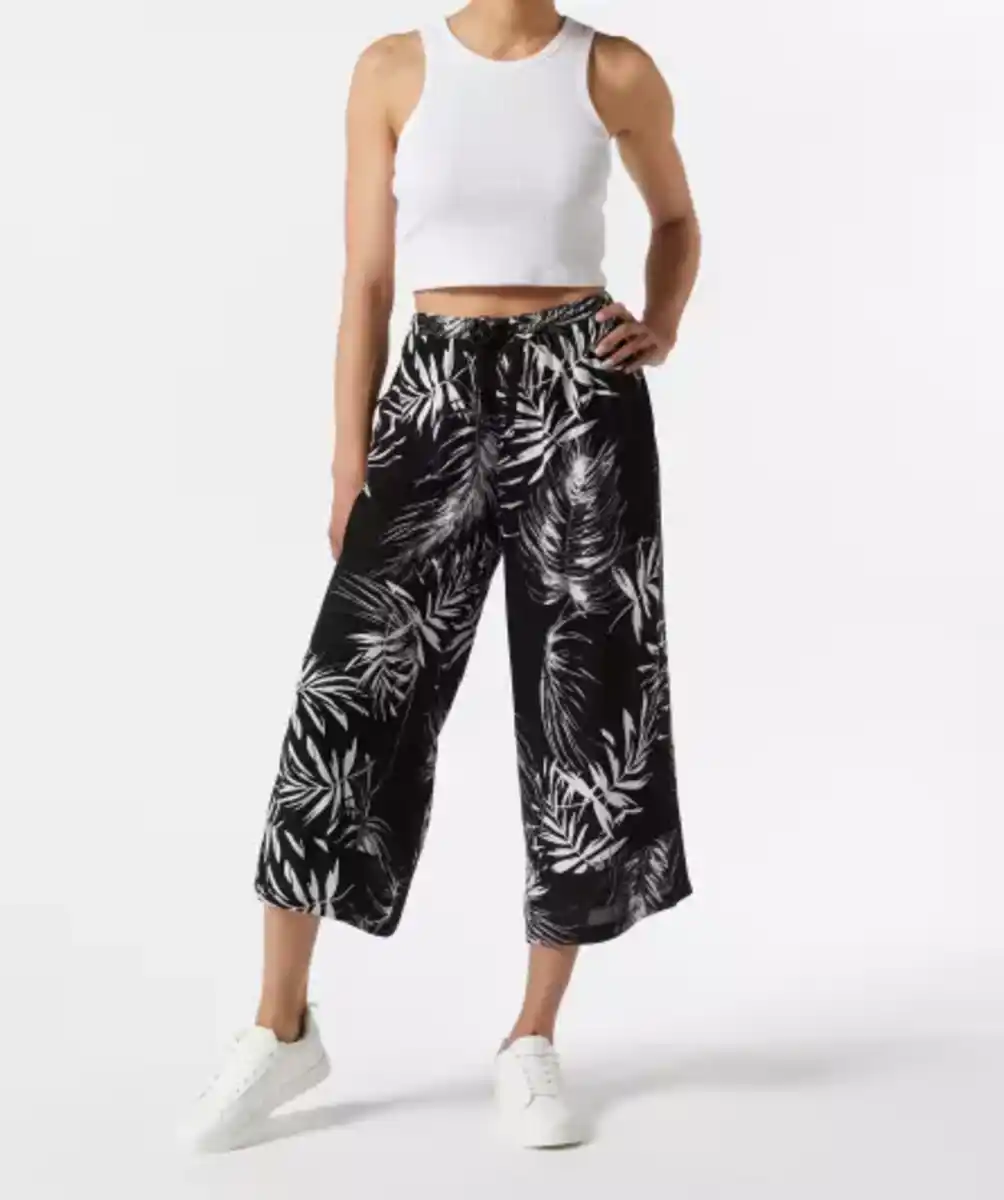 Bild 1 von Culotte mit Palmenblättern, schwarz/weiß