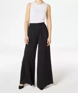 Palazzohose aus Satin, schwarz