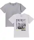 Bild 1 von T-Shirts Rundhals, grau melange/weiß