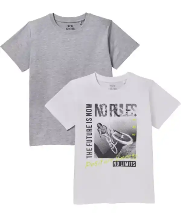 Bild 1 von T-Shirts Rundhals, grau melange/weiß