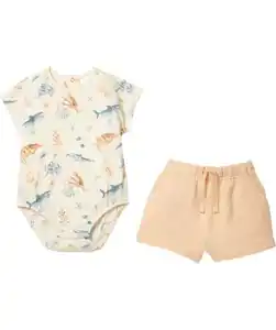 Body + Musselin-Shorts, naturfarben