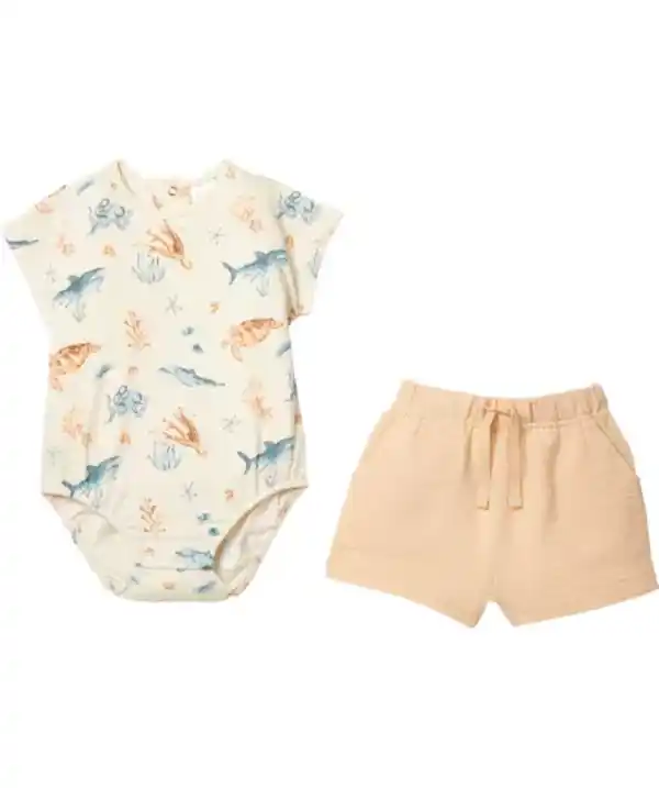 Bild 1 von Body + Musselin-Shorts, naturfarben