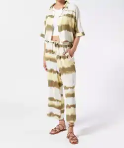 Batik-Culotte, khaki bedruckt