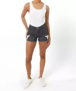 Jeans-Shorts mit Spitze, Denim light grey