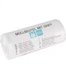 Müllbeutel mit Griff, weiß