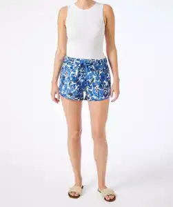 Shorts mit Blumenmuster, blau bedruckt