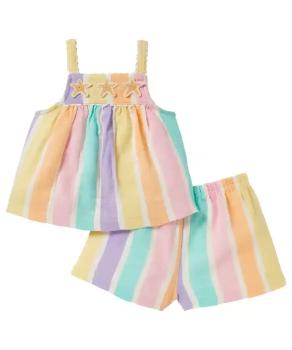 Bild 1 von Musselin-Top + Musselin-Shorts Sterne, apricot