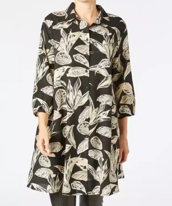 Bild 1 von Longbluse aus Viskose, schwarz bedruckt