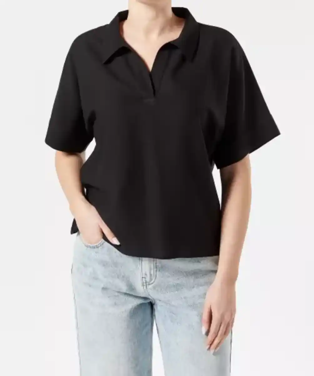 Bild 1 von Bluse mit Leinenanteil, schwarz