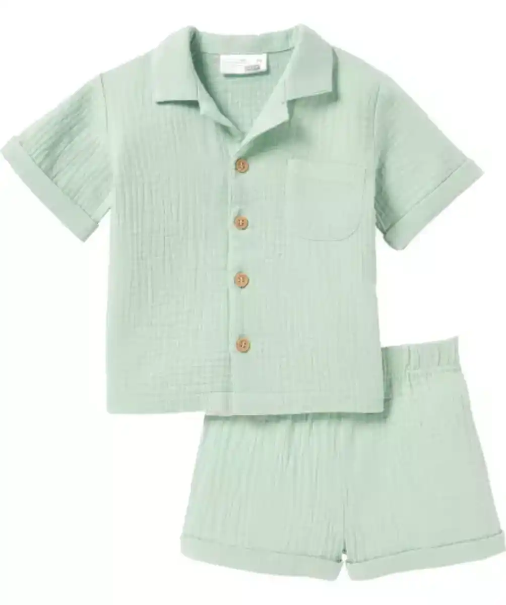 Bild 1 von Musselin-Shirt + Musselin-Shorts, hellgrün