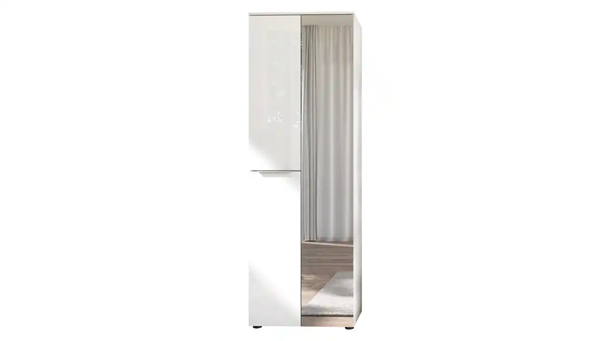 Bild 1 von Garderobenschrank Spiegel weiß Glasfront 65 cm - SANTORIN